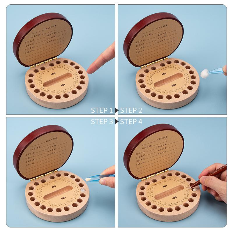 Wooden Baby Kids Tooth Storage Box Tooth Wood Box Organizer Milk Teeth Wood Storage Collecting Teeth Umbilical Cord Box