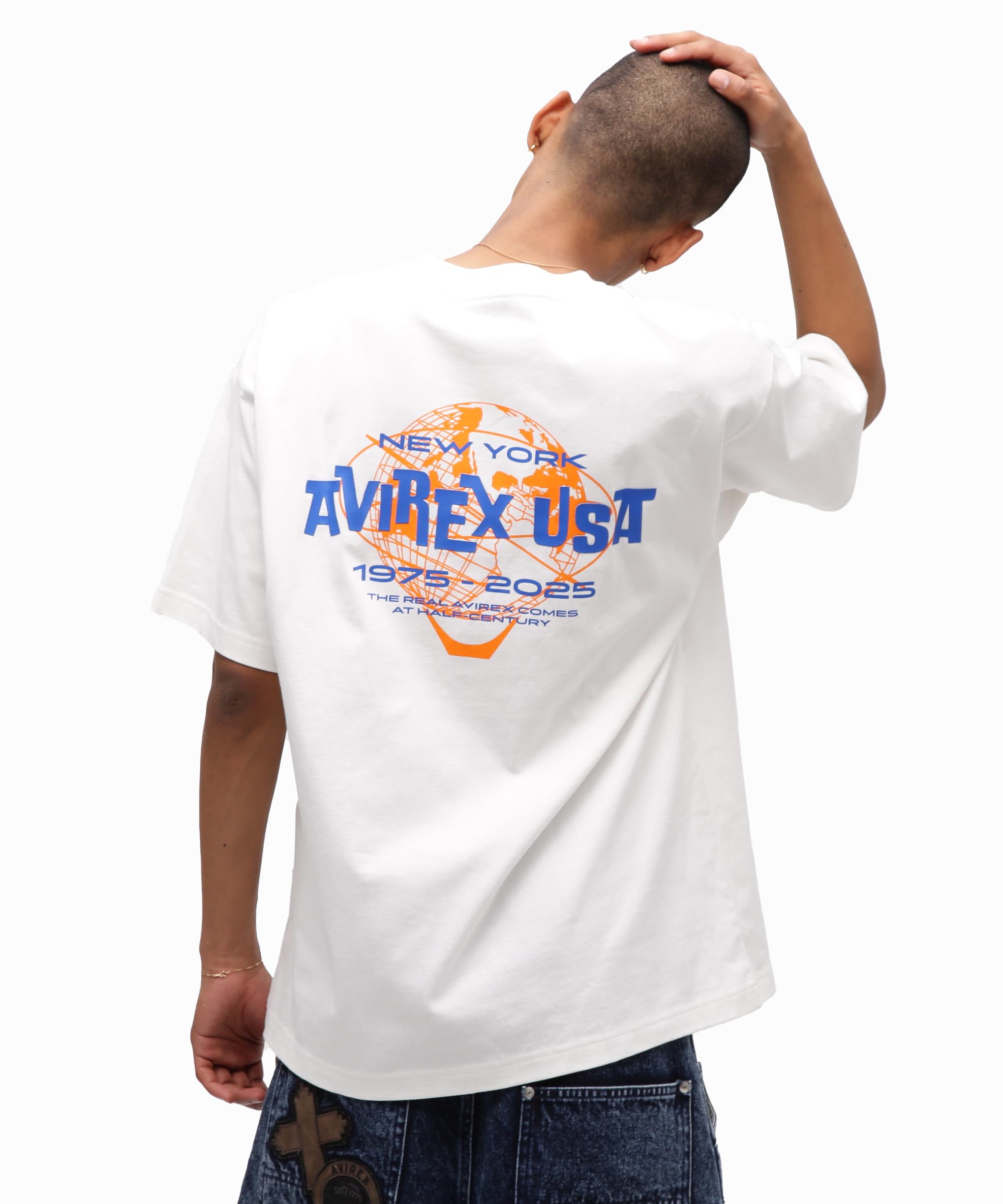 

AVIREX USA T-SHIRT Logo Short Sleeve T-Shirt Men s M 030 white 783-5234002 белый