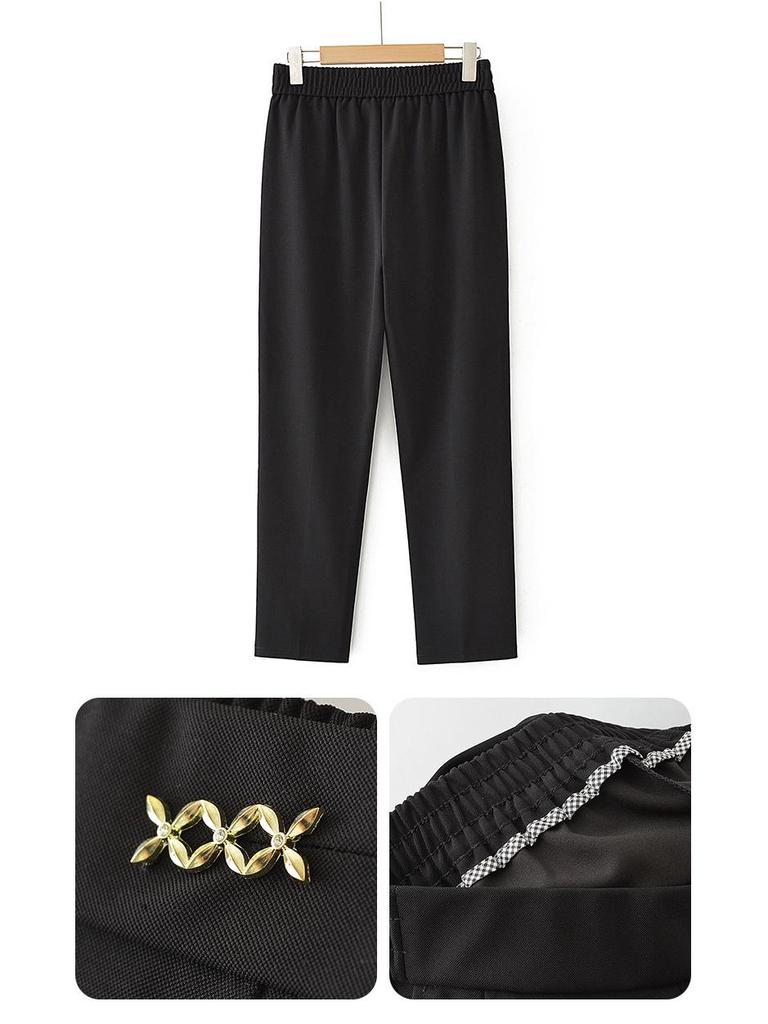 Mom's High Waist Casual Straight Leg Pants for Spring & Autumn - Plus Thick Loose Velvet for Middle-Aged & Elderly Women