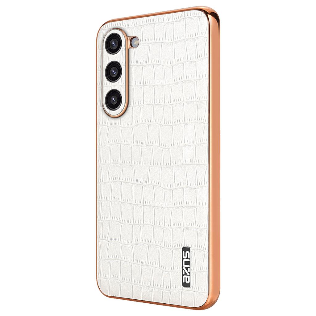 For Samsung Galaxy S23 Case Crocodile Texture PU+TPU Electroplating Phone Cover