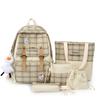 4pcs/set Backpack Female Small Fresh Junior High School Large Capacity High School College Style Schoolbag
