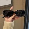 New Fashion Vintage Sunglasses Woman Brand Designer Oval Mirror Sun Glasses Female Black Frame Eyewear UV400