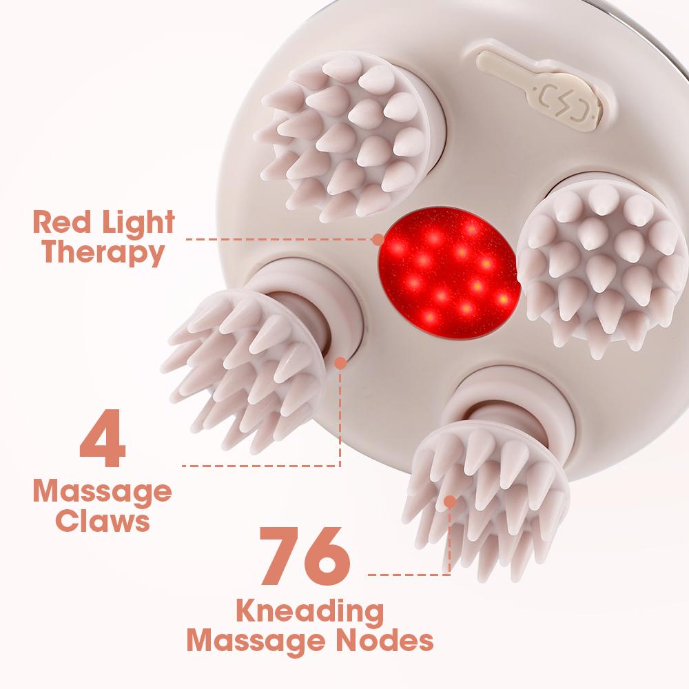 Handheld Head Massage Instrument Rechargeable Red Light Head Kneading Massager Scalp Stress Relax Body Cat Massage Waterproof
