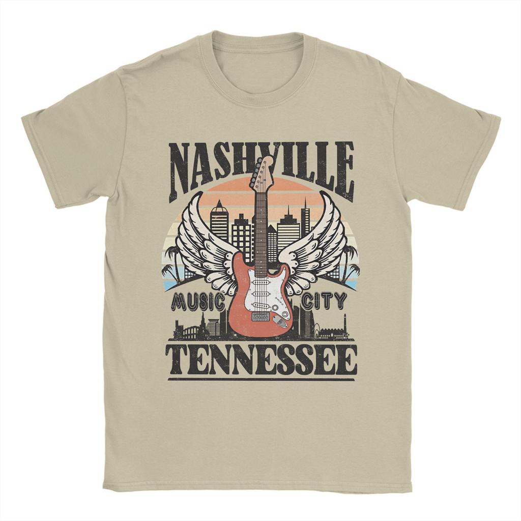 Tennessee TN Nashville Music City Men's T Shirts Fashion Tee Shirt Short Sleeve Round Neck T-Shirt 100% Cotton 4XL 5XL Tops