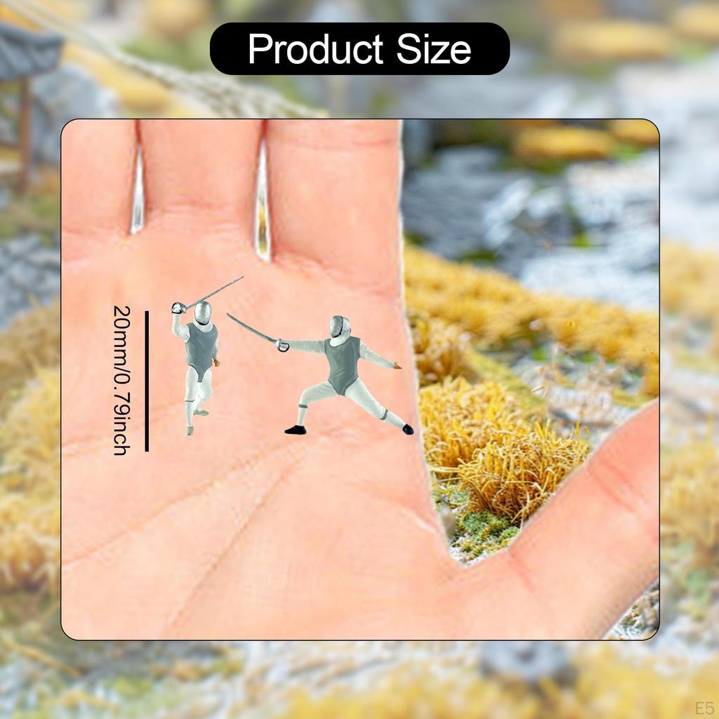 2 1/64 Maßstab Realistische Miniatur Fechter Figuren Szenenzubehör Handbemalte Harzdekoration