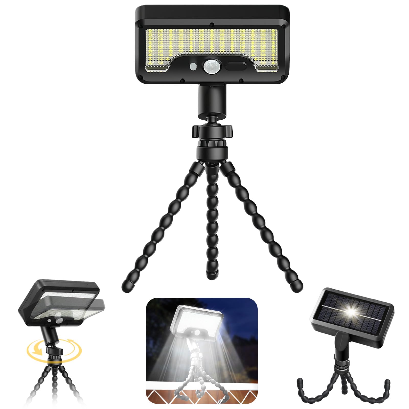 

Vividorad Motion Sensor Solar Light, Outdoor, IP65 Waterproof, Daylight White, 92 LEDs, 1500mAh [12 Hours of Continuous Lighting], Flexible Tripod,