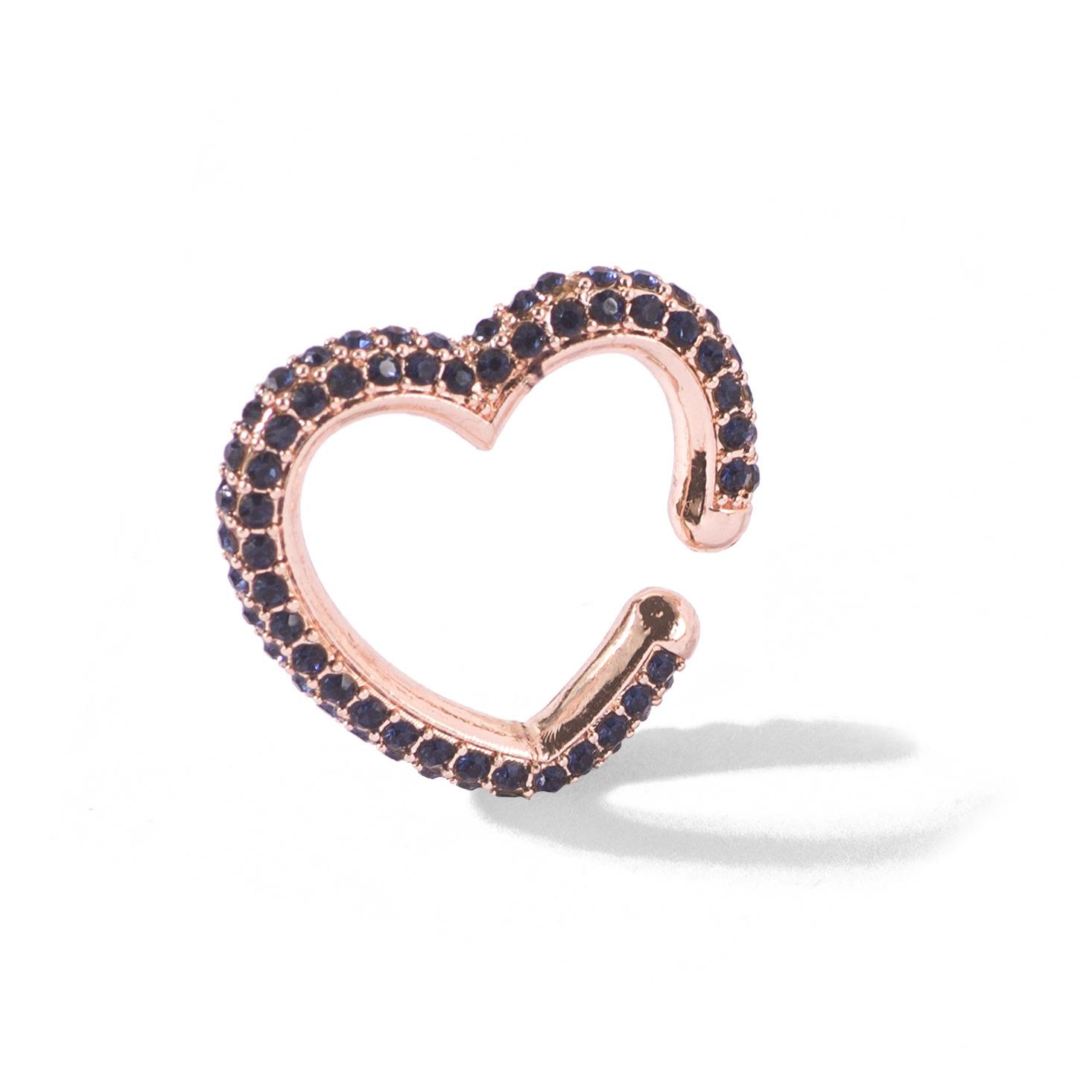 

Crystal Multicolor Chic Heart Ear Cuffs For Men And Women Jewelry Fashion Rose Gold Blue