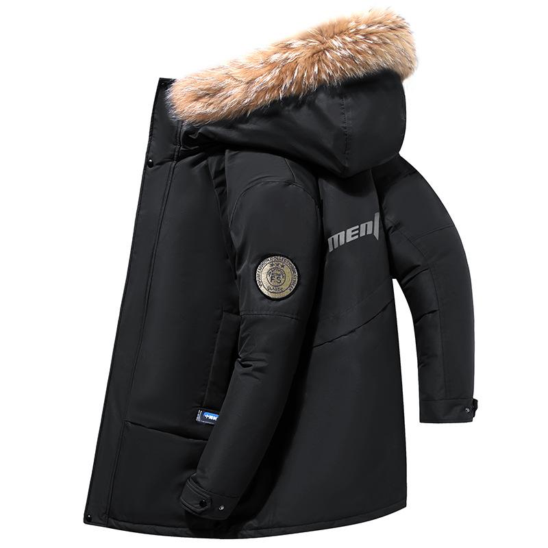 Down jacket men's thickened medium and long loose big fur collar dad outfit pie to overcome warmth cross-border winter coat