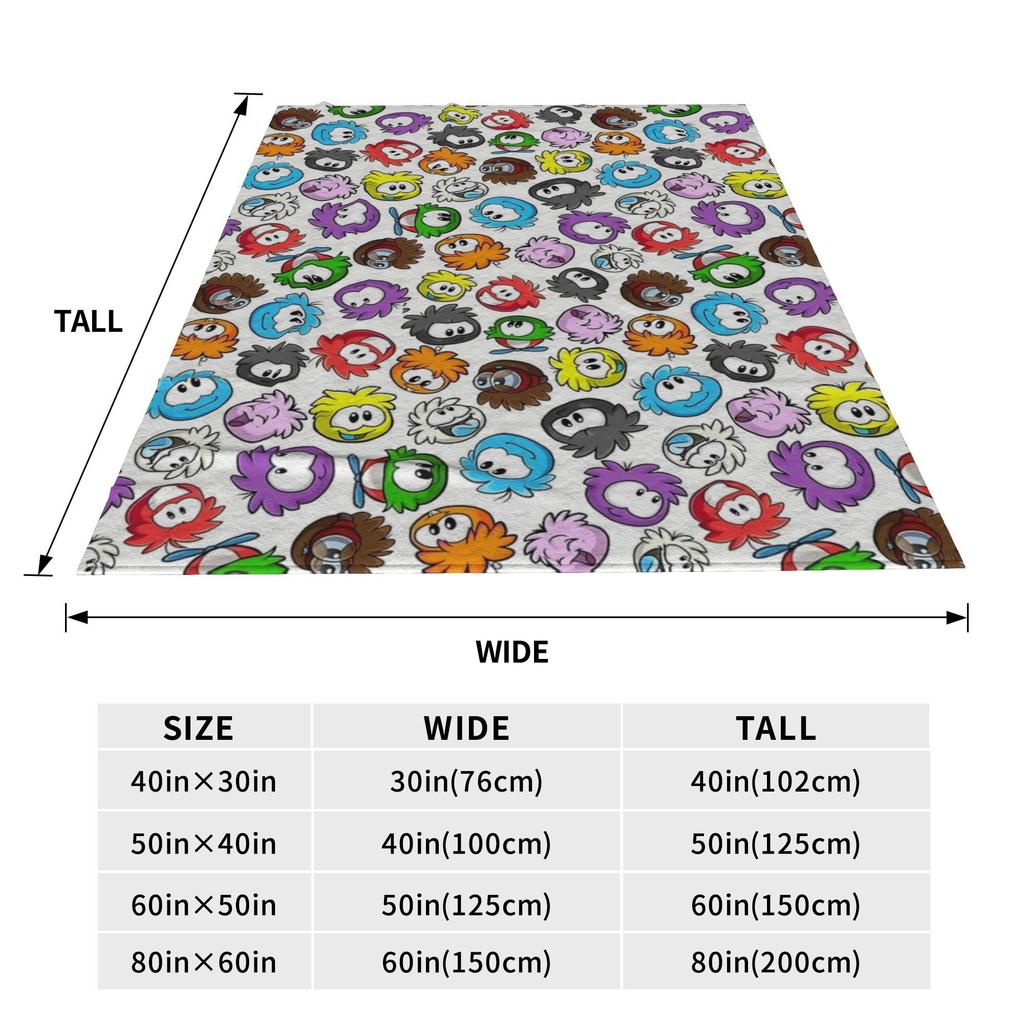 New Style Puffles Pattern  Club Penguin  Knitted Blankets Fleece  Super Warm Throw Blankets for Car Sofa Couch Bedspread
