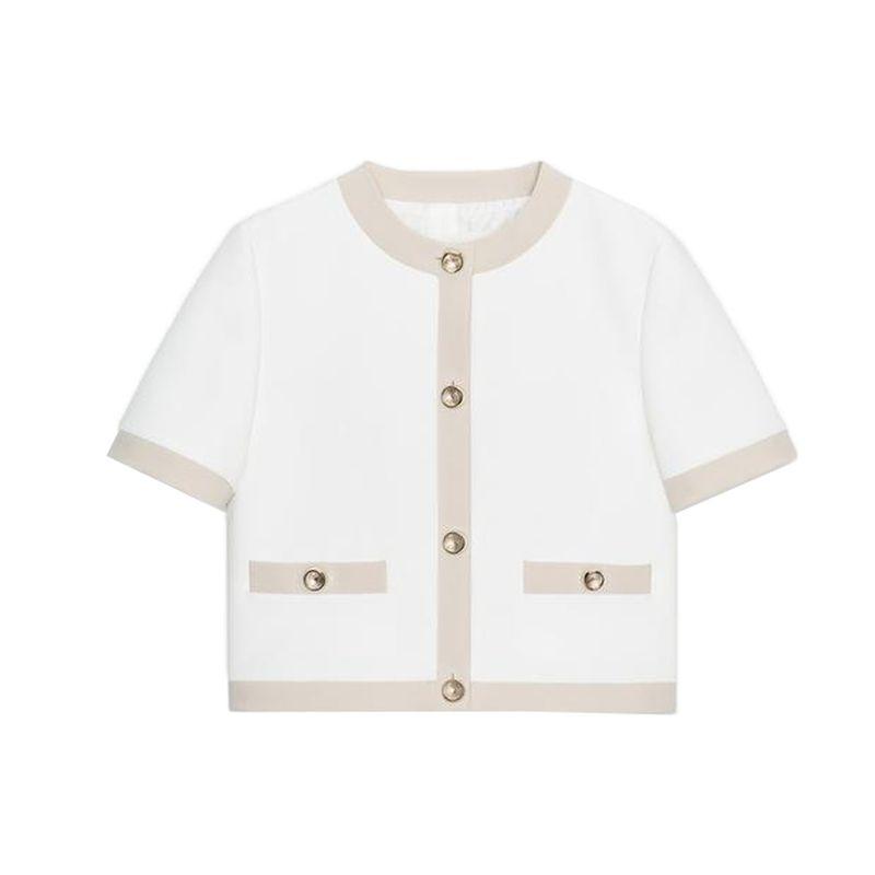 Contrast Color Trim Blazers 3597696 8317593 High Waist Straight Pants 3599696 8316593