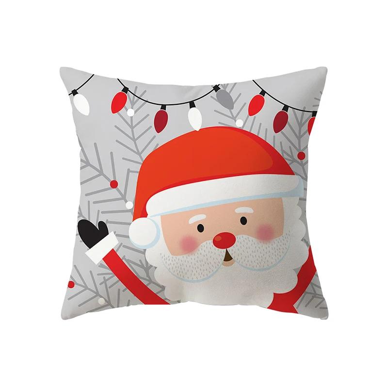 Merry Christmas Cute Santa Claus Snowman Print Pattern Cushion Cover Home Living Room Sofa Decoration Pillow