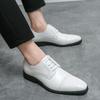 New Spring and Autumn Large Size Business White Leather Shoes Fashion Splicing Men's British Leather Shoes Derby Wedding Leather Shoes