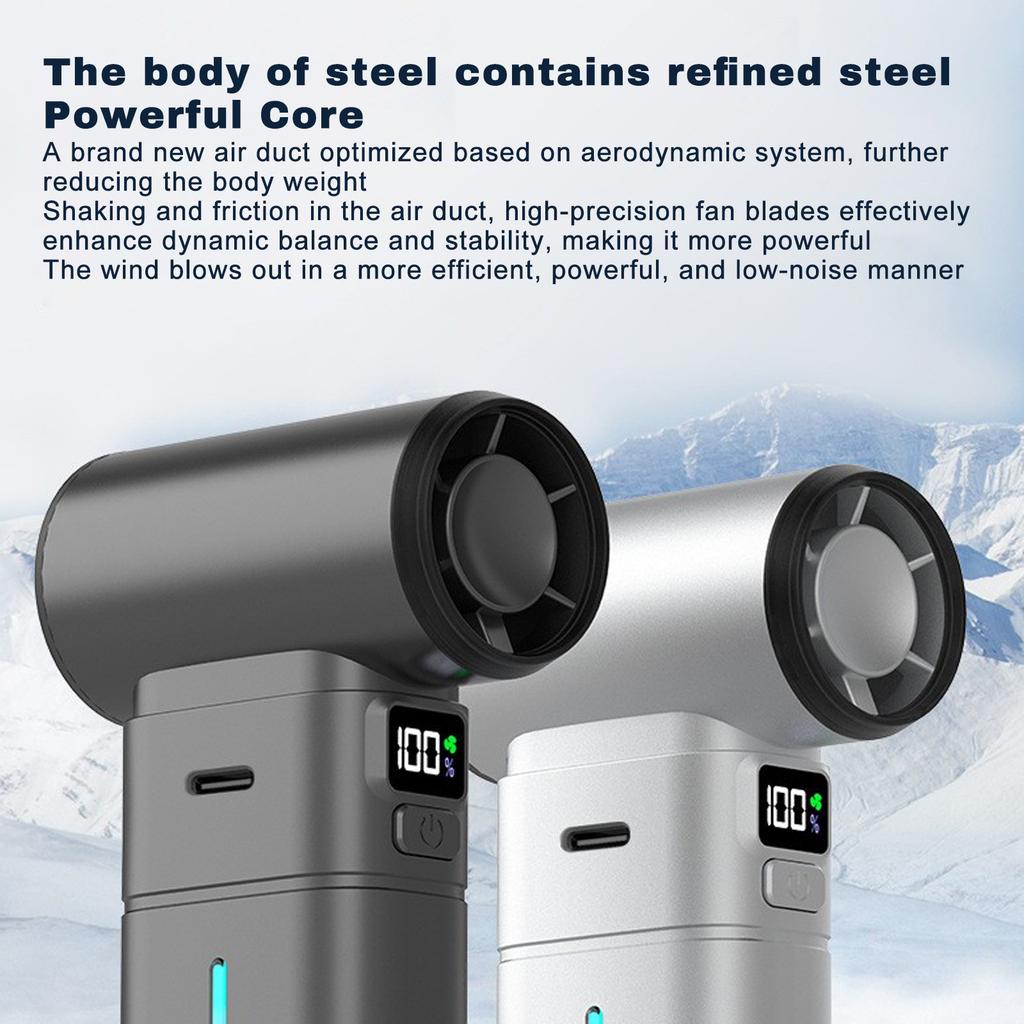 Handheld Electric Fan Portable Fan Hanging Neck Digital Display Turbine Folding High-speed Semiconductor Ice Fan