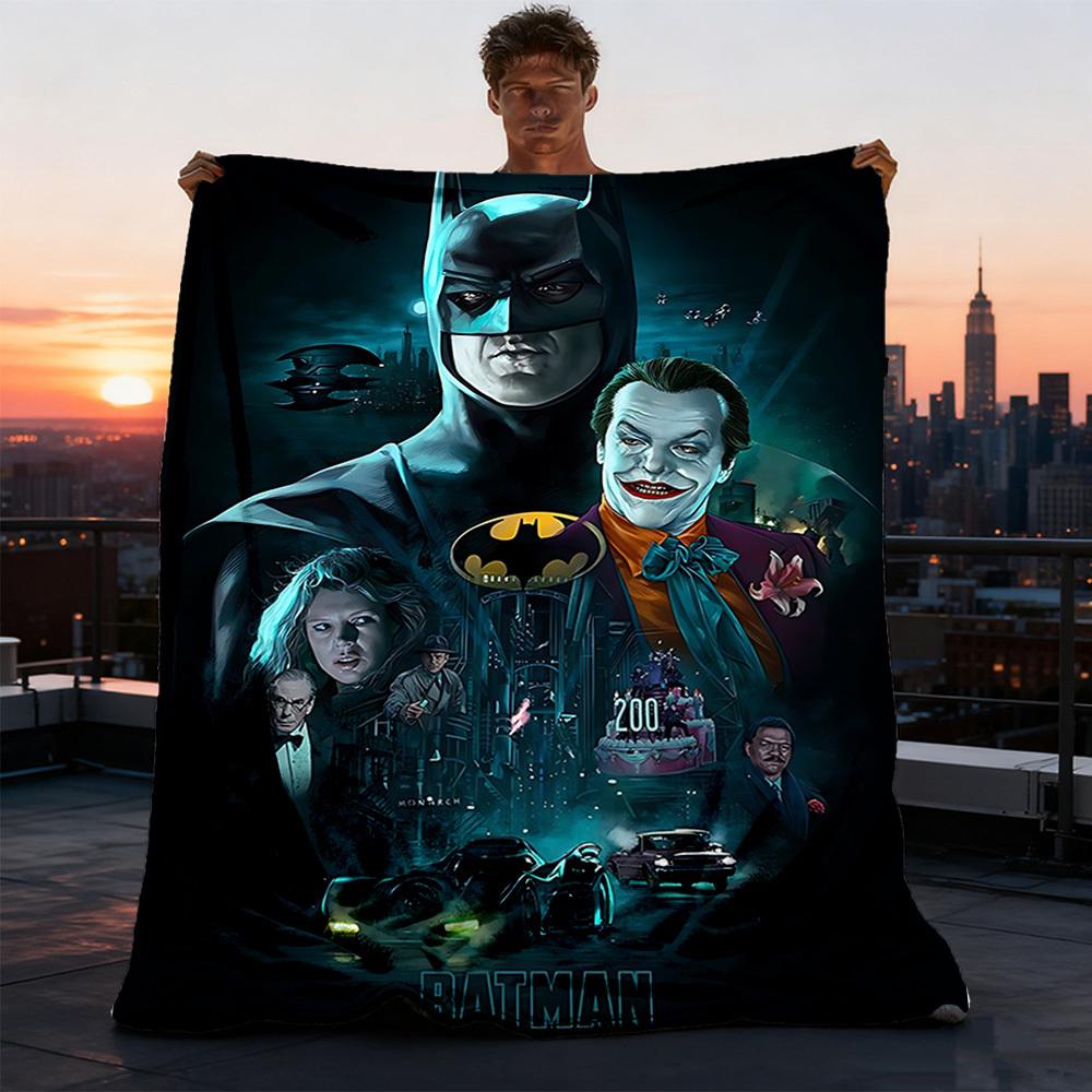 1pc Batman, Joker Outdoor Flannel Throw Blanket Soft, Lightweight & Warm for Sofa, Office