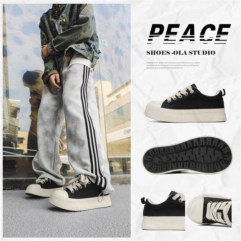 AFANTING Big Head Shoes Black and White Classic Canvas Shoes Platform Heightening Casual Shoes Ugly Cute Shoes X