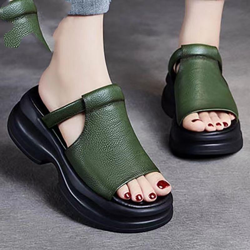 Muffin Thick Bottom Outside Wear Half Slippers Women Heightening Fish Mouth Sandals Drag Summer Versatile Mom Shoes