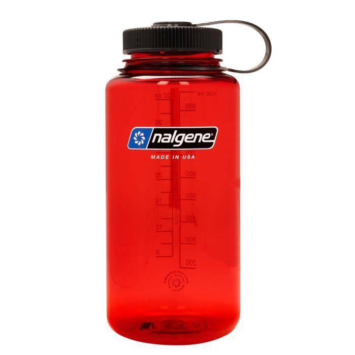 Bouteille isotherme - nalgene - wm 1 l - rouge - bec large - camping/randonnée