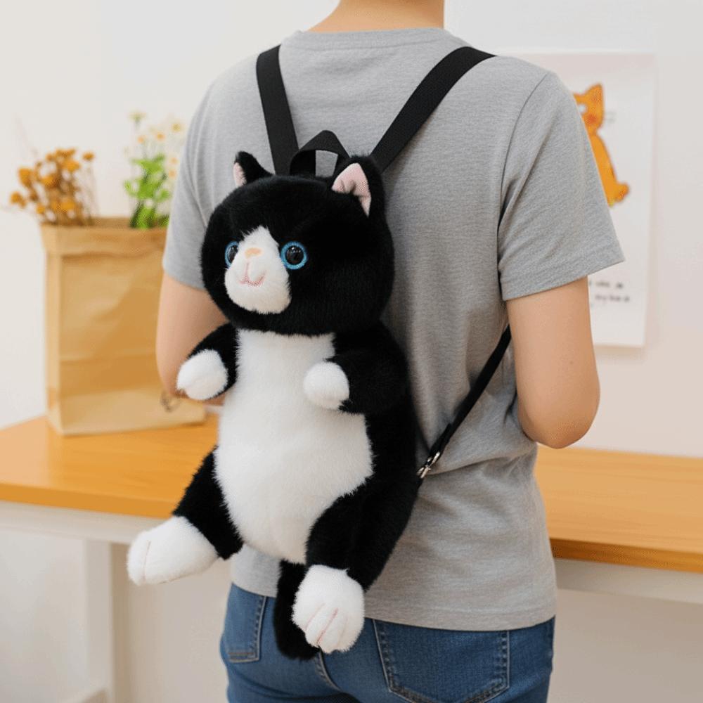 Striped Pattern Stuffed Animal Daypack Lovable Simulation Cat Bag Cat Plush Backpack  Home Decor