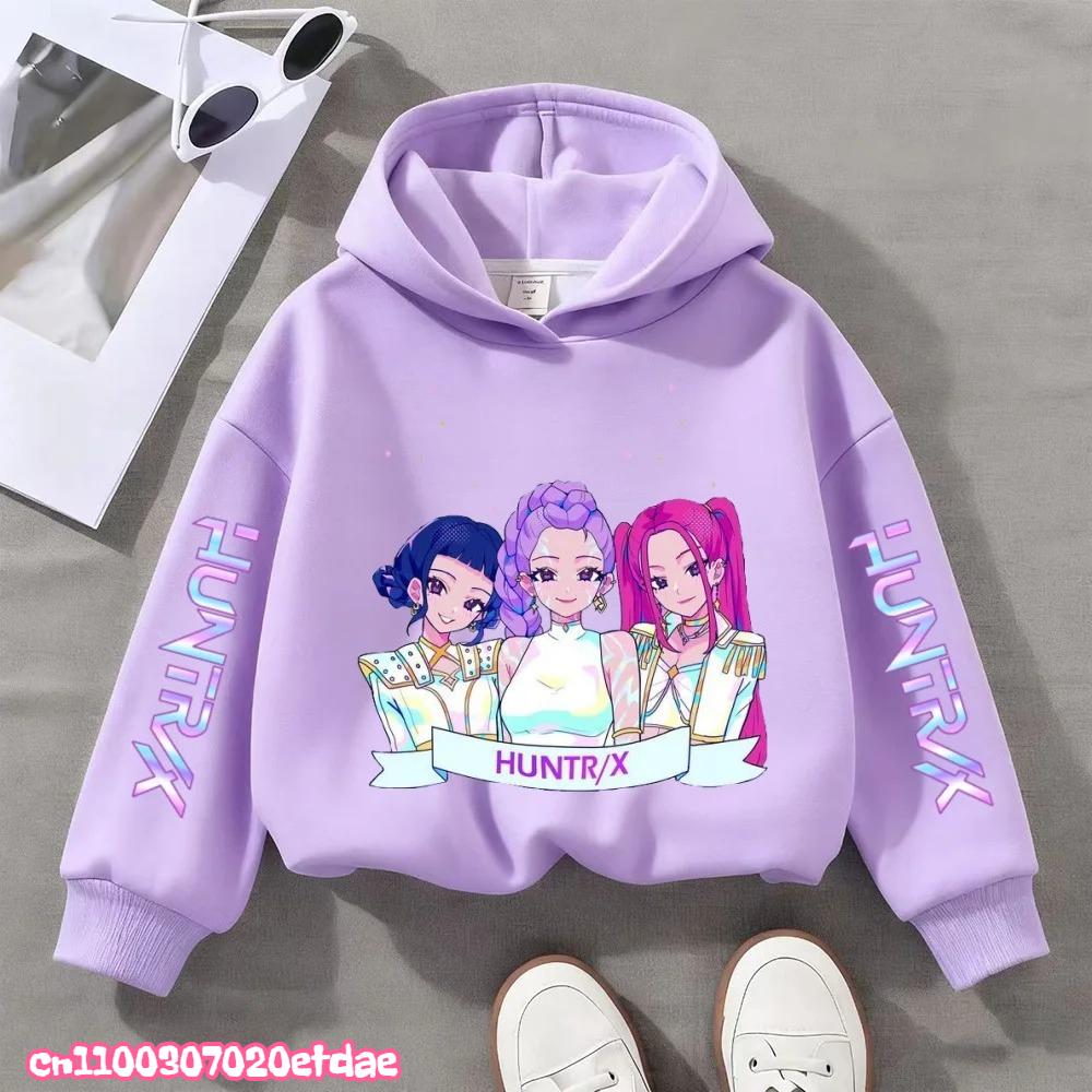 Children's KPop Demon Hunters Hoodies Girls Pink Boy Pink Tops Sweatshirt Long Sleeve Pullovers Coat Autumn Winter Casual Hooded