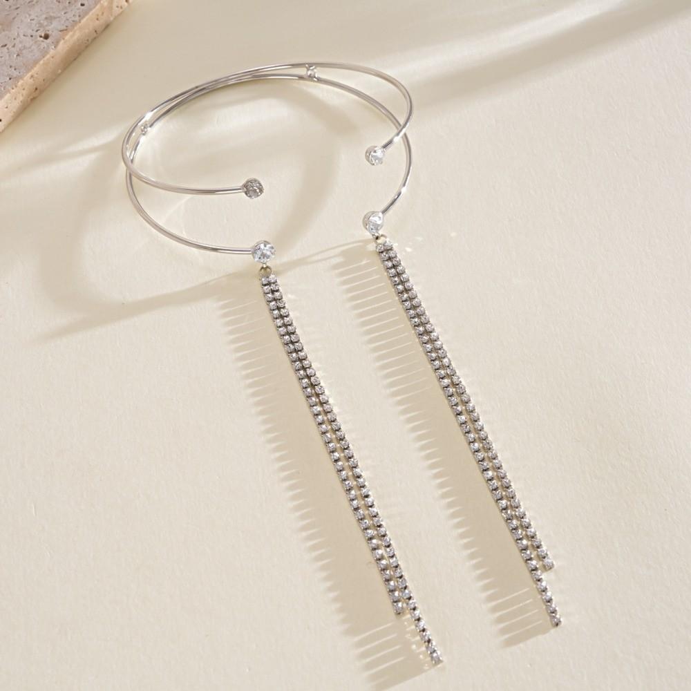 Tassel Upper Arm Cuff Rhinestone Fringe Armlet Statement Bangle Crystal Armband Dancer