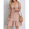 Summer Casual Loose V Neck Dress for Women European American Style Clothing