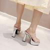 2025 Summer Sale Of Women's Shoes Square Toe Beige Heeled Sandals Espadrilles Platform Buckle Strap New Comfort Low Party Black