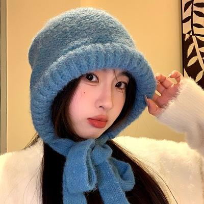 Balaclava Hat Women's Winter Versatile Cold-proof Ear Protection Wool Hat Thickened Warm Knitting