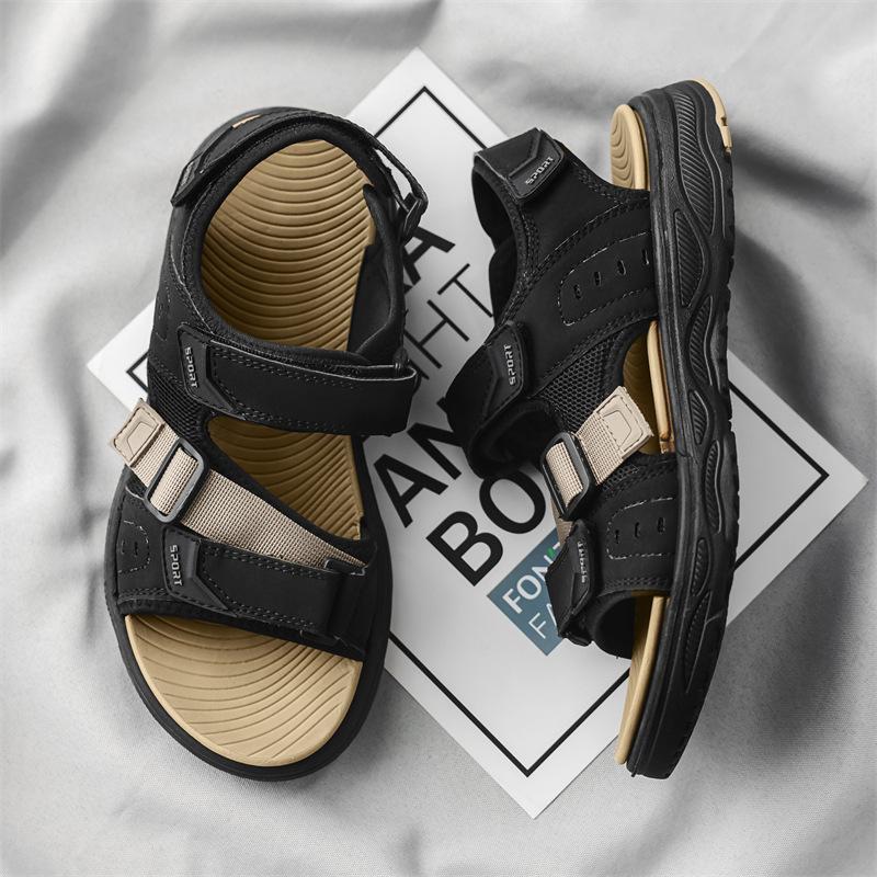 Summer new casual shoes Velcro comfortable driving youth breathable wear-resistant sandals 39 чёрный