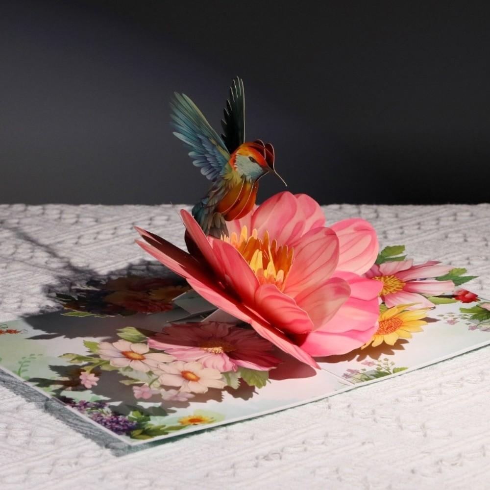 Thinking of You 3D Hummingbird Pop Up Birthday Cards Nature Theme 20*15cm 3D Flower Greeting Card Pop Up Card Valentine's Day
