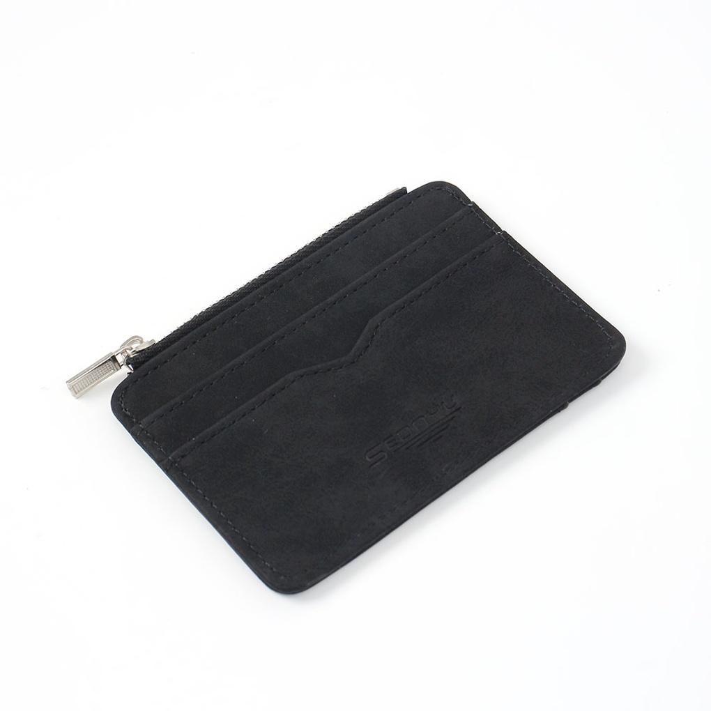 Modern faux leather card wallet (black) transportation card holder
