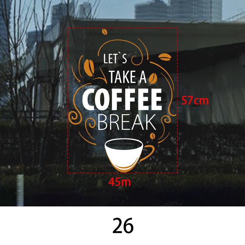 Coffee Shop Wall Sticker Cafes Ice Cream Bread Cake Wall Art Decals DIY Restaurant Milk Tea Shop Decor Sign Window Glass Film