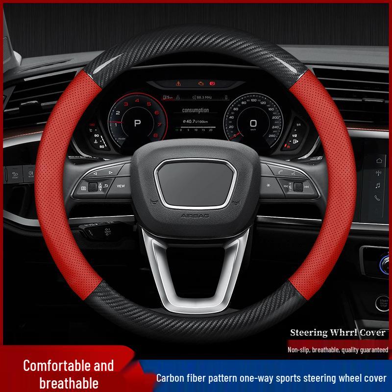 XPeng Steering Wheel Cover for P7, G3, G3i, P5 - Genuine Leather Carbon Fiber, High-Quality.