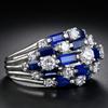 Fashion Women Promise Rings for Engagement Wedding Party Luxury Inlaid Brilliant Blue/White CZ 2022 Modern Trend Jewelry