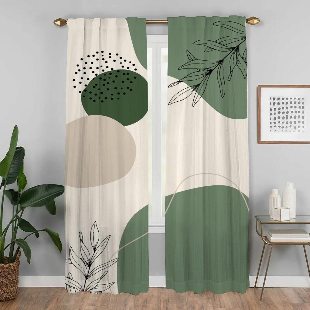 Concise Style Plants Curtains for Living Room Curtain for Room 2 Panel Shades Partition Home Interior Curtains Kitchen Blackout