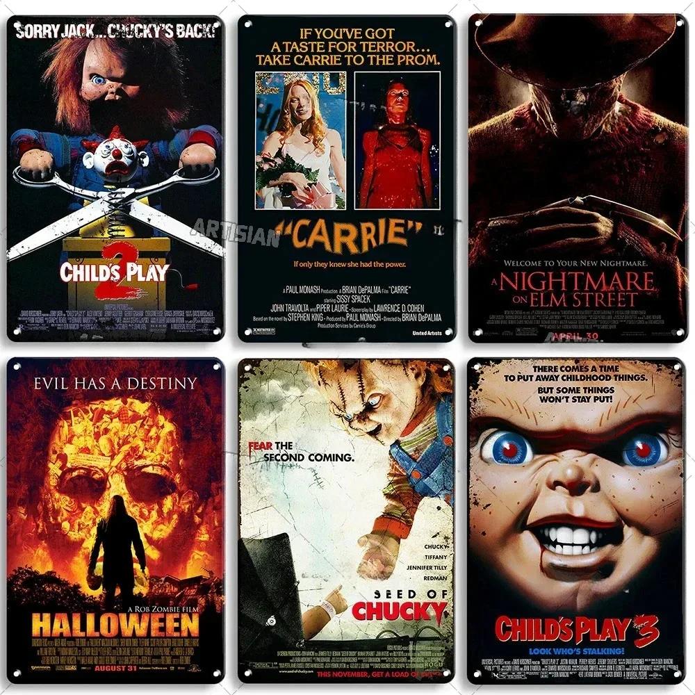 FJ Decor Classic Horror Movie Metal Tin Signs Plaque Retro Decorative Plate Bar Club Pub Wall Decoration Rusty