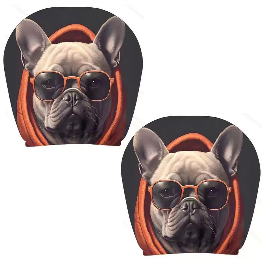 2Pcs Universal Car Seat Cover Santa Claus Breathable Car Headrest Cover Dust-proof Elastic Car Seat Headrest