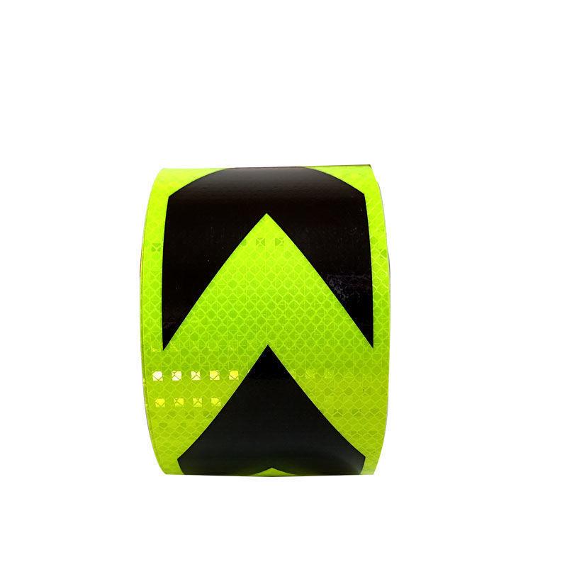 10CM Wide Green Background Black Arrow Reflective Truck/Car Sticker - Anti-collision Luminous Warning Strip