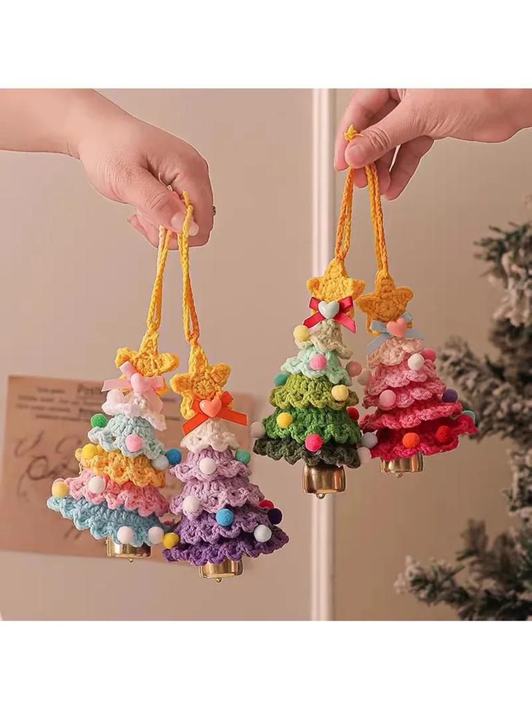 Christmas Party Decoration & Gift Pendant - Christmas Car Ornament, Yarn Handmade Hook Weaving Christmas Tree
