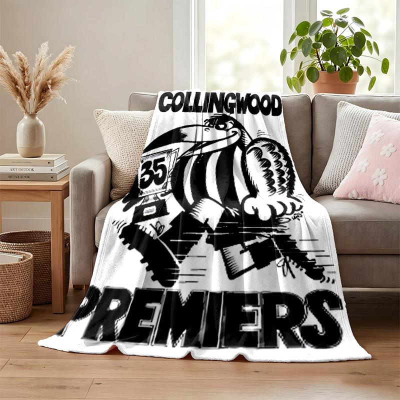 Collingwood Football Club Decke Flanelldecke Weich Gemütlich Plüsch Überwurf für Sofa Bett Leichte Heimdekoration Geschenke für Weihnachten verschiedene Feiertage