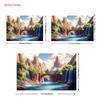 2D Mountain Waterfall Bridge Backdrop, Nature Landscape Photography Background