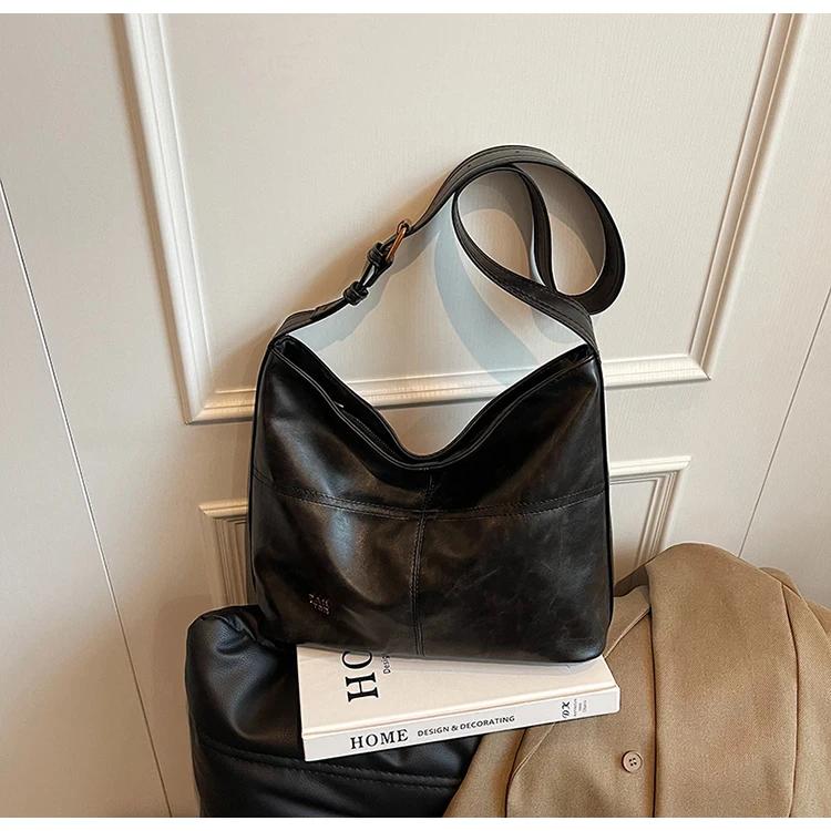 

Высококачественная сумка через плечо из цельного плутония с застежкой-молнией, большая вместимость, модная мягкая универсальная простая сумка через плечо