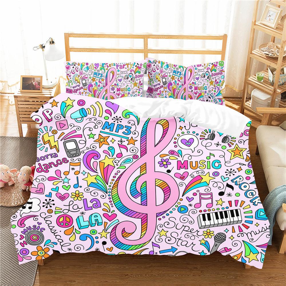 

Music Note Quilt Set Three-Piece 3D Digital Printing Kit 135 * 200 (two-piece set) 90g