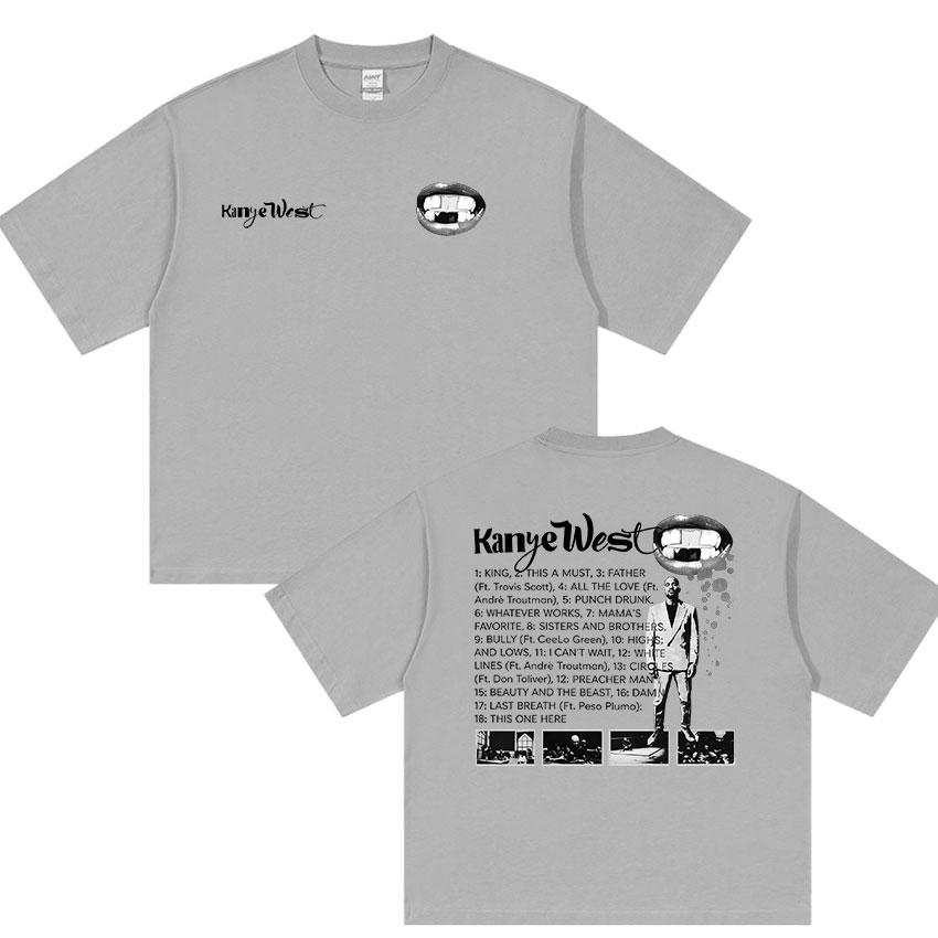 Rapper Kanye West Tour Album Graphic Tshirts UNISEX Vintage Fashion Oversized Cotton YK Tshirt Hip Hop Street Clothing Top