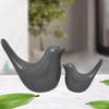 Creative Grey Glossy Ceramic Birds Figurines Home Decorations Accessories Party (Pack of 2, Grey)