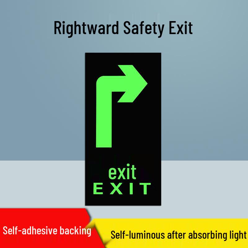 Självlysande Nödutgångsskylt Klistermärke - Ingen Elektricitet Behövs