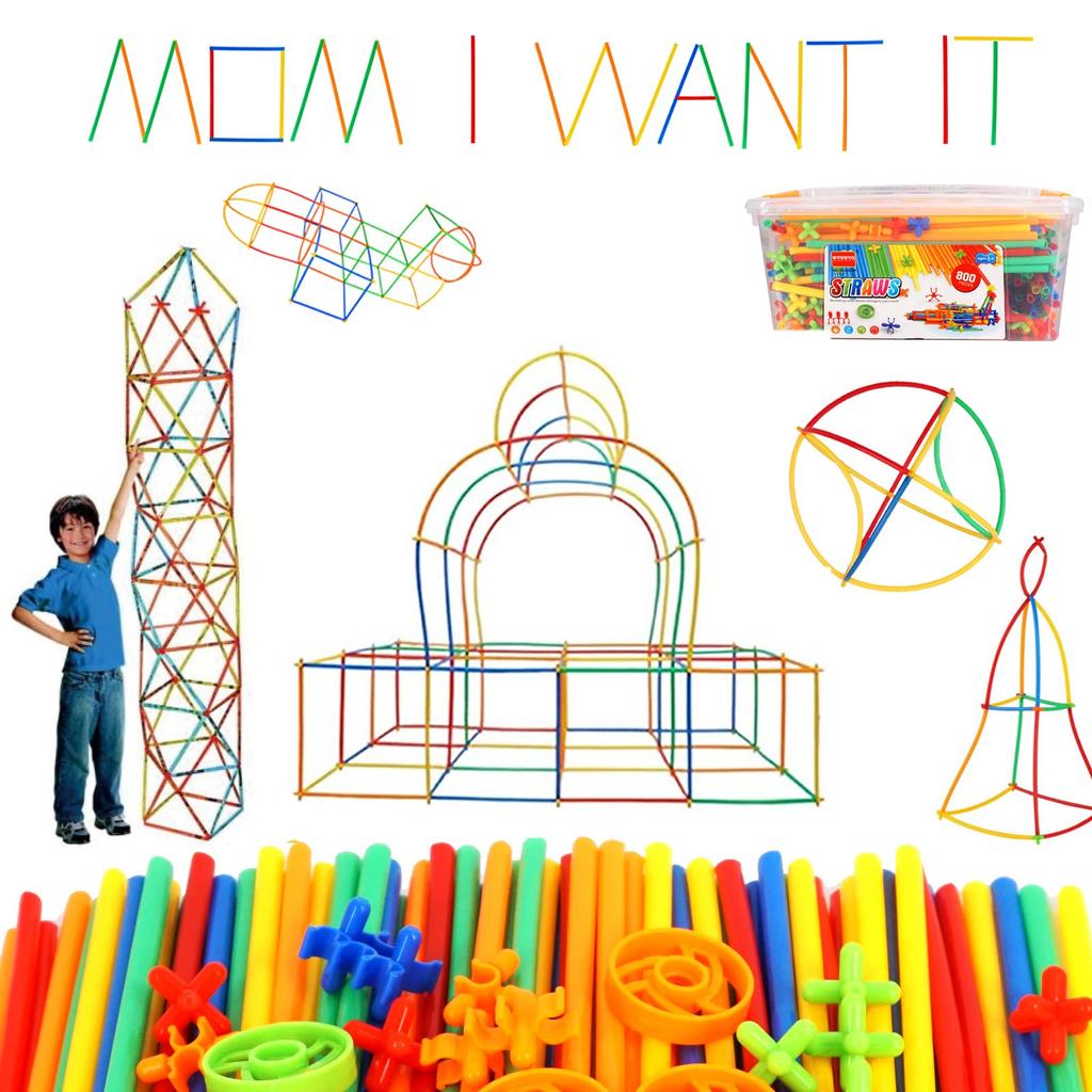 WYSWYG 800-Piece Tube-Style Building Blocks, Educational Toy, 3D Space Building Blocks, Preschool Educational Toy (Box Included)