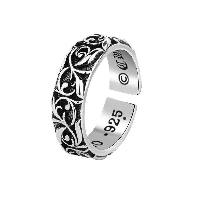 Personality Cross Ring Men and Women Couples Fashion Retro Thai Silver Eternal Vine Ring