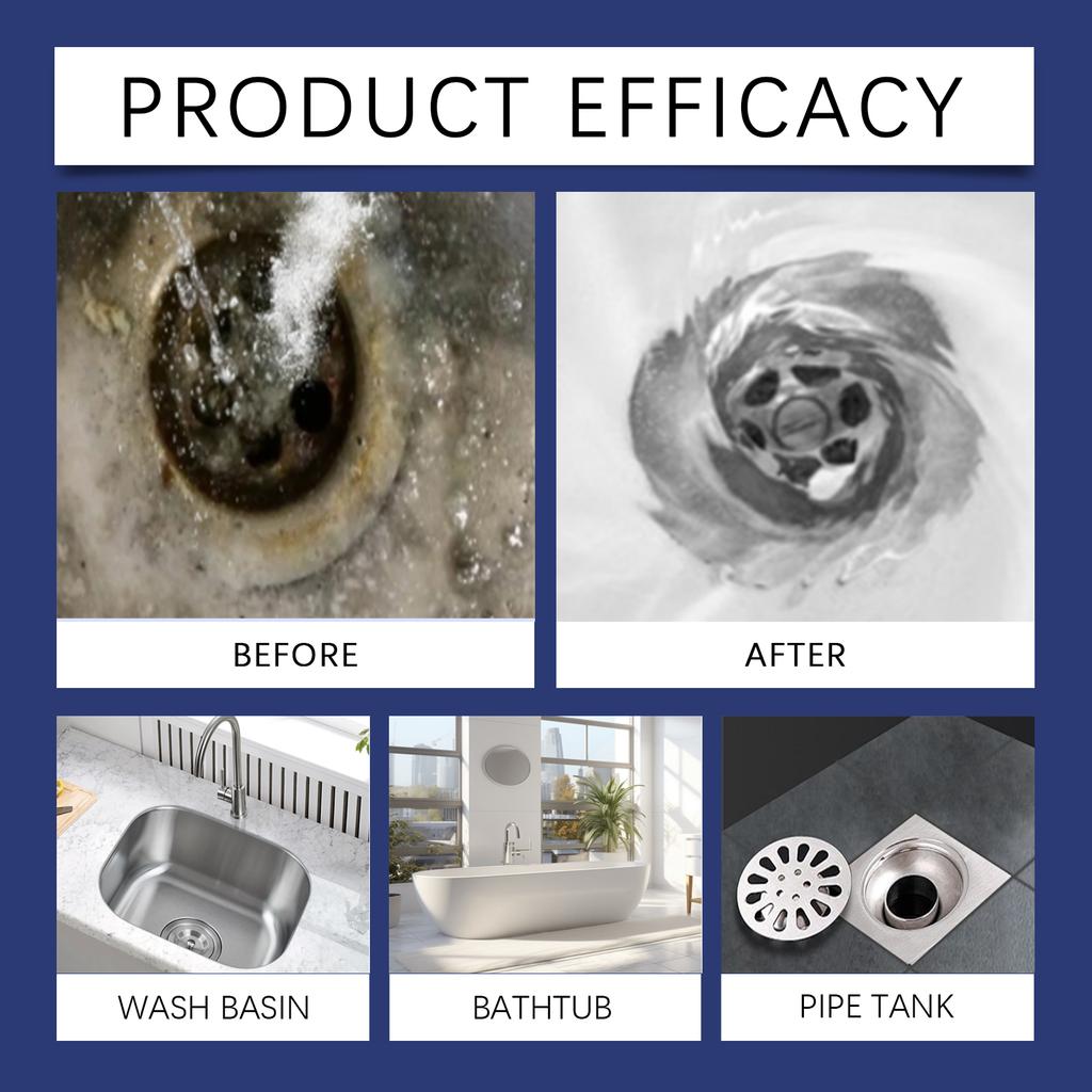 Silný čisticí prášek pro umyvadla, odpady, kuchyň a toaletu, rychle uvolňuje a redukuje pachy.