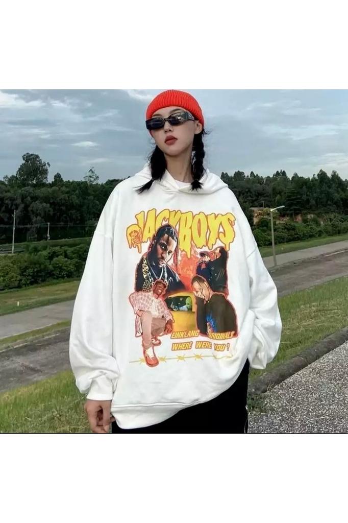 Hanorac pentru damă, mărime mare, cu glugă, cu glugă, pentru băieți, cu imprimeu supradimensionat, la modă de stradă, hip-hop