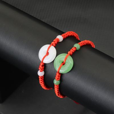 Flätat Rött Reparmband Imitation Vit Jade Män Kvinnor Amulett Fredsspänne Vänskap Par Lycklig Handrep Nyårspresent